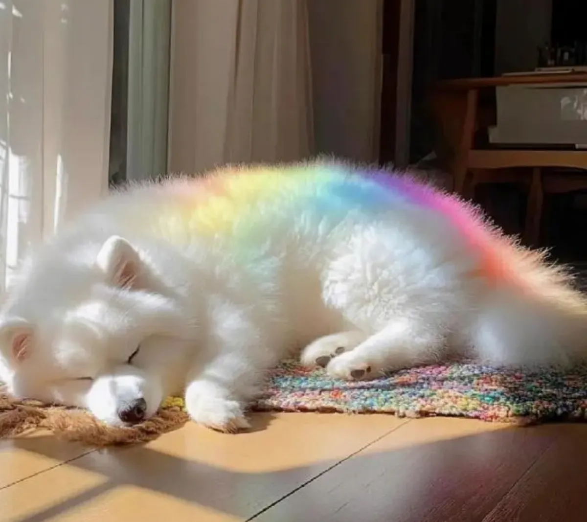 陽光灑落奇景   飼主拍到愛犬身上有彩虹
